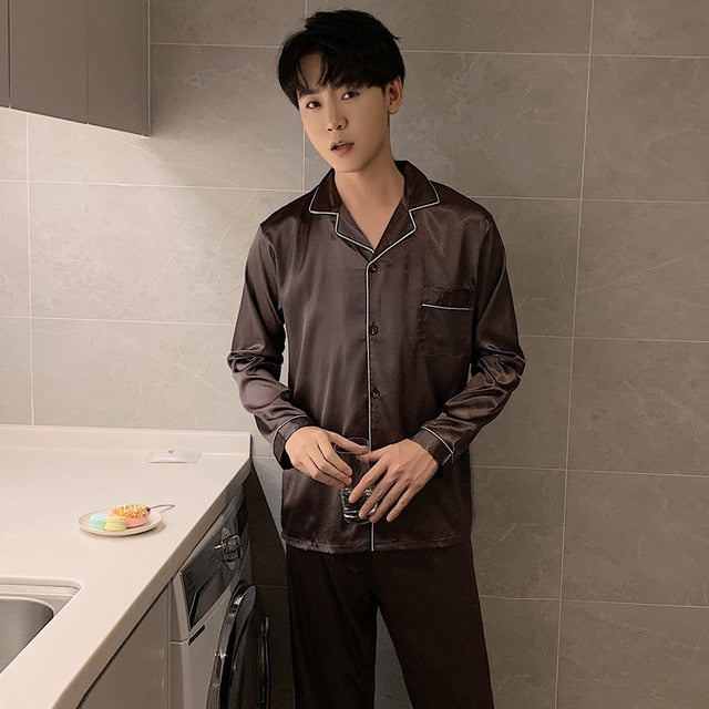 Sleepwear Silk Satin Pajama