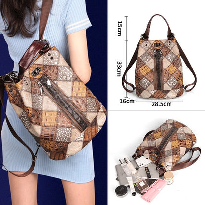 Genuine Leather Backpack Anti Theft Travel Back Pack for Women