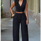 High waist v neck Jumpsuit for Women