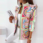 Elegant Long Sleeve Ruffle Plaid Print Zipper Top Jacket Coat
