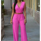 High waist v neck Jumpsuit for Women