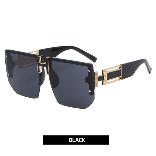 Rimless Square Frame Luxury Sunglasses UV 400