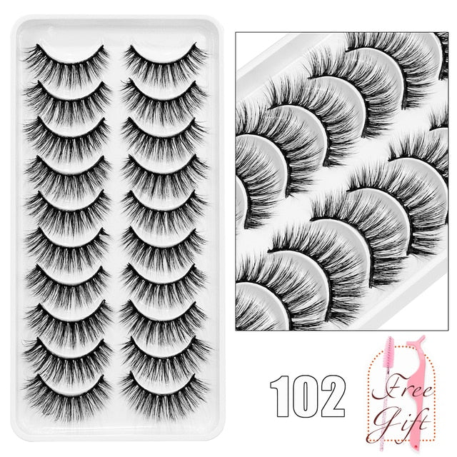 Natural False Eyelashes 5 Pairs Dramatic 3D Mink Lashes