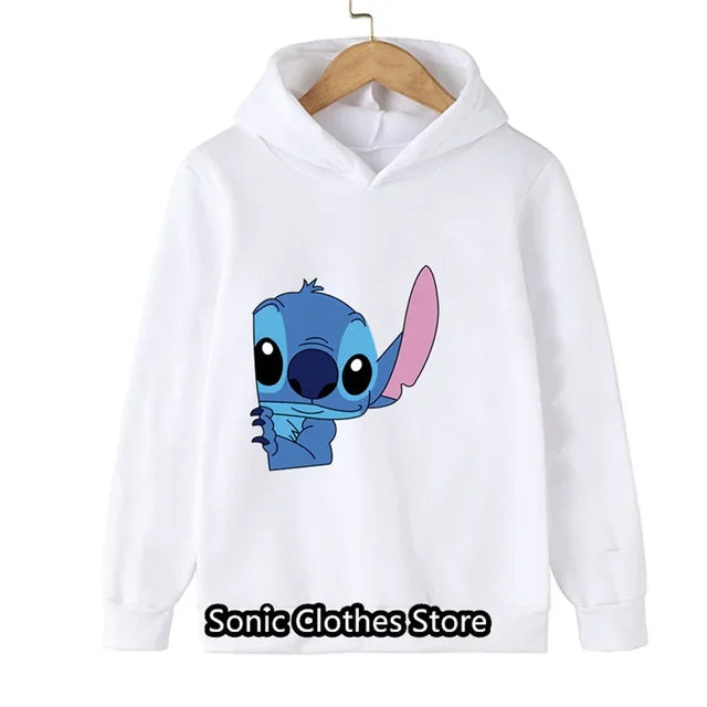 90s Y2k Anime Disney Stitch Hoodie Girls Children Cartoon Clothes Kid Boys Lilo Stitch Sweatshirt Manga Hoody Baby Casual Top