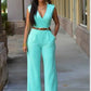 High waist v neck Jumpsuit for Women