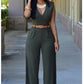 High waist v neck Jumpsuit for Women