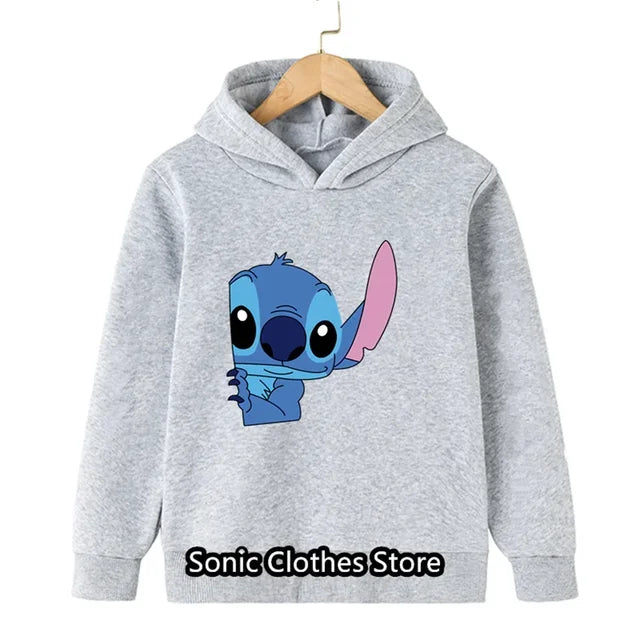 90s Y2k Anime Disney Stitch Hoodie Girls Children Cartoon Clothes Kid Boys Lilo Stitch Sweatshirt Manga Hoody Baby Casual Top