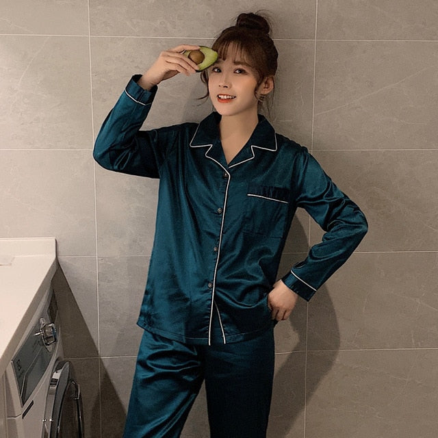 Sleepwear Silk Satin Pajama