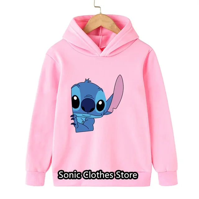 90s Y2k Anime Disney Stitch Hoodie Girls Children Cartoon Clothes Kid Boys Lilo Stitch Sweatshirt Manga Hoody Baby Casual Top