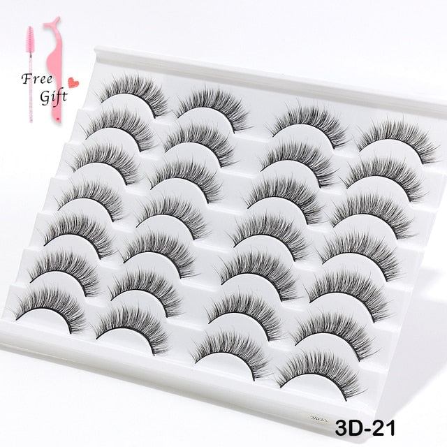 Natural False Eyelashes 5 Pairs Dramatic 3D Mink Lashes