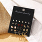 Gold Color Geometric Round Earrings Set For Women