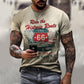 vintage Oversized America Route 66 Letters Printed O Collared T-Shirt