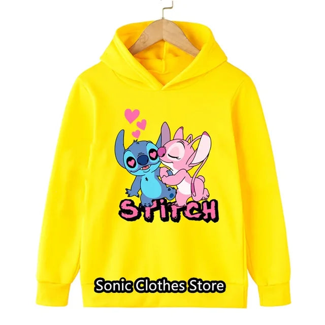 90s Y2k Anime Disney Stitch Hoodie Girls Children Cartoon Clothes Kid Boys Lilo Stitch Sweatshirt Manga Hoody Baby Casual Top