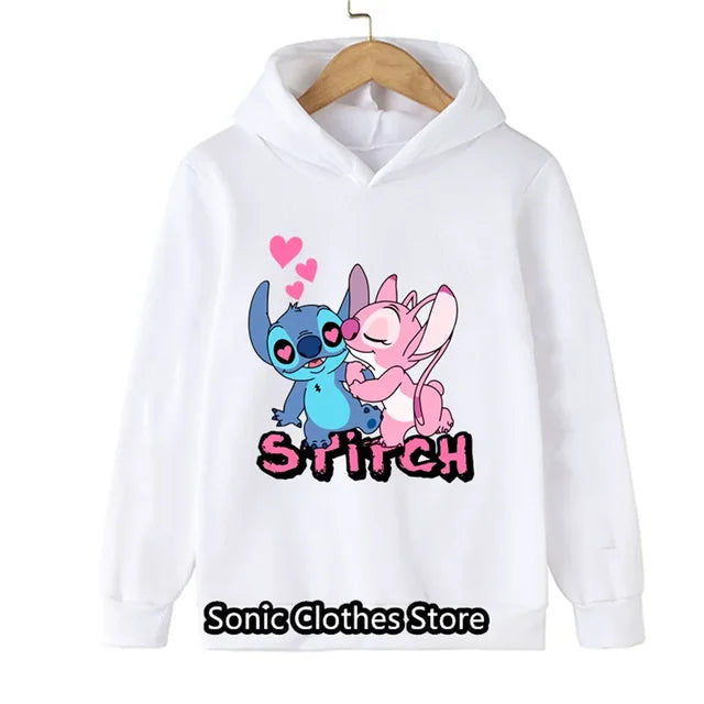 90s Y2k Anime Disney Stitch Hoodie Girls Children Cartoon Clothes Kid Boys Lilo Stitch Sweatshirt Manga Hoody Baby Casual Top