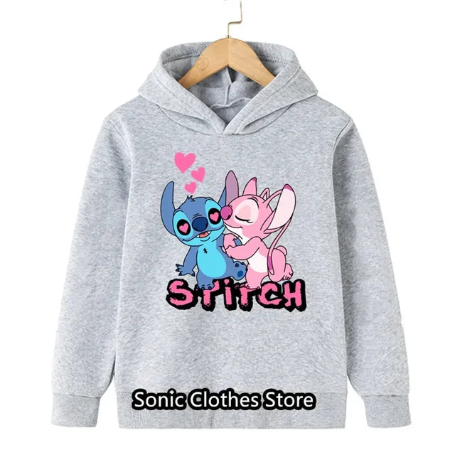 90s Y2k Anime Disney Stitch Hoodie Girls Children Cartoon Clothes Kid Boys Lilo Stitch Sweatshirt Manga Hoody Baby Casual Top