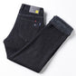 Stretch Cotton Thick Fleece Denim Pants- Jeans