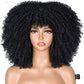 Short Hair Afro Kinky Curly Synthetic Wig With Bangs