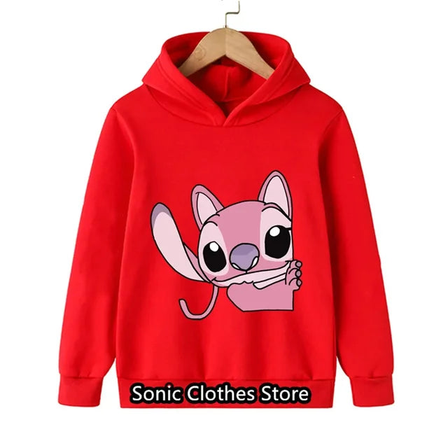 90s Y2k Anime Disney Stitch Hoodie Girls Children Cartoon Clothes Kid Boys Lilo Stitch Sweatshirt Manga Hoody Baby Casual Top