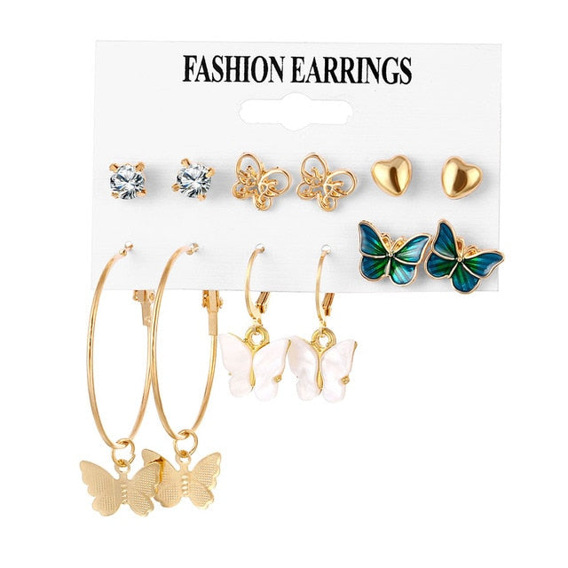 Pearl Crystal Stud Earrings Set For Women