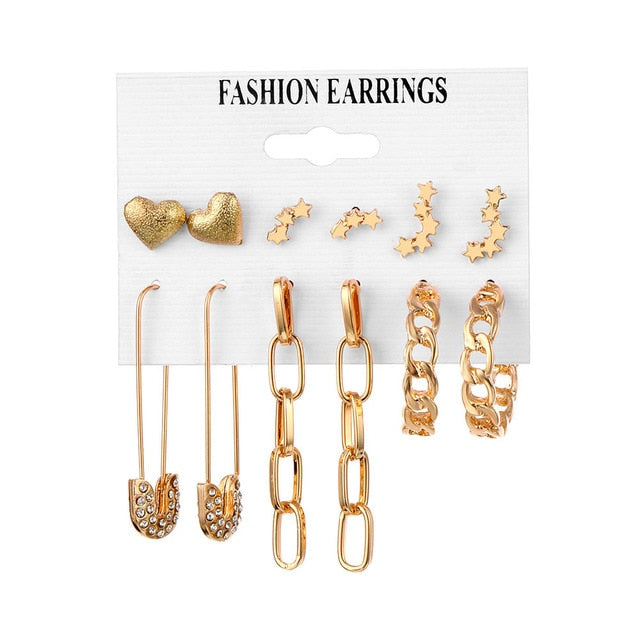 Pearl Crystal Stud Earrings Set For Women