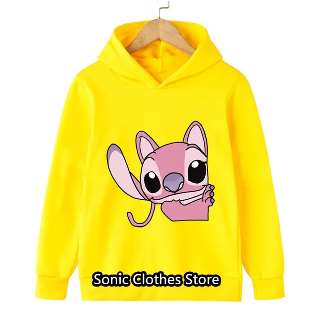 90s Y2k Anime Disney Stitch Hoodie Girls Children Cartoon Clothes Kid Boys Lilo Stitch Sweatshirt Manga Hoody Baby Casual Top