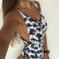 Printing Floral Monokini Backless V neck with Push Up Padded- Swimwear