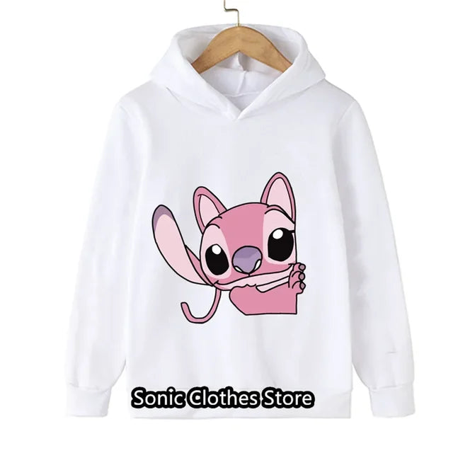 90s Y2k Anime Disney Stitch Hoodie Girls Children Cartoon Clothes Kid Boys Lilo Stitch Sweatshirt Manga Hoody Baby Casual Top