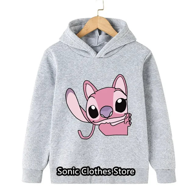 90s Y2k Anime Disney Stitch Hoodie Girls Children Cartoon Clothes Kid Boys Lilo Stitch Sweatshirt Manga Hoody Baby Casual Top