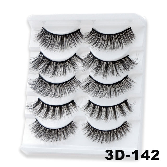 Natural False Eyelashes 5 Pairs Dramatic 3D Mink Lashes