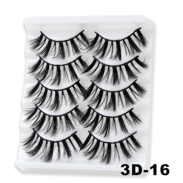 Natural False Eyelashes 5 Pairs Dramatic 3D Mink Lashes