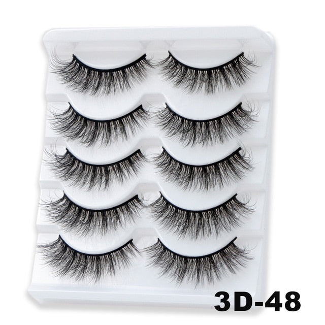 Natural False Eyelashes 5 Pairs Dramatic 3D Mink Lashes