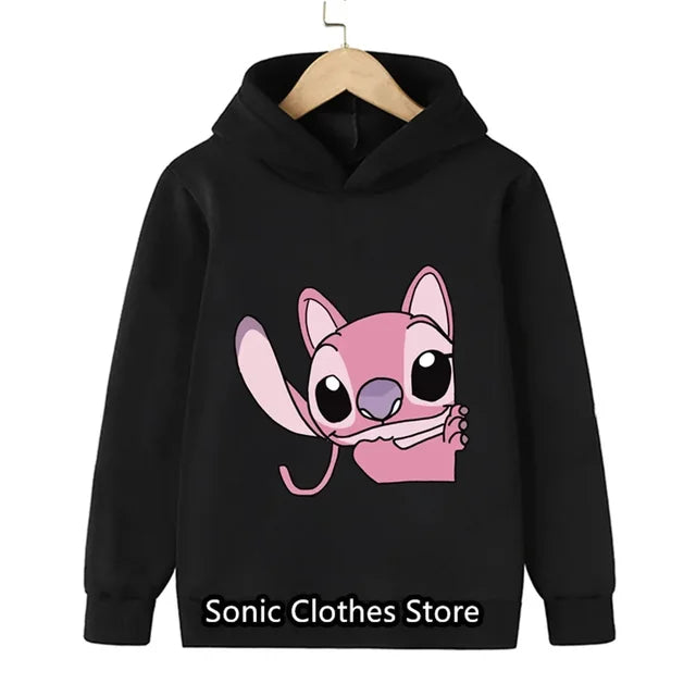 90s Y2k Anime Disney Stitch Hoodie Girls Children Cartoon Clothes Kid Boys Lilo Stitch Sweatshirt Manga Hoody Baby Casual Top