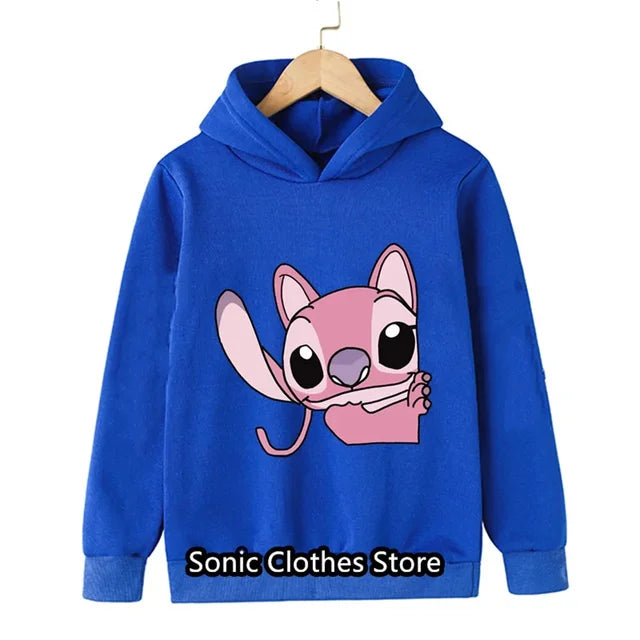 90s Y2k Anime Disney Stitch Hoodie Girls Children Cartoon Clothes Kid Boys Lilo Stitch Sweatshirt Manga Hoody Baby Casual Top