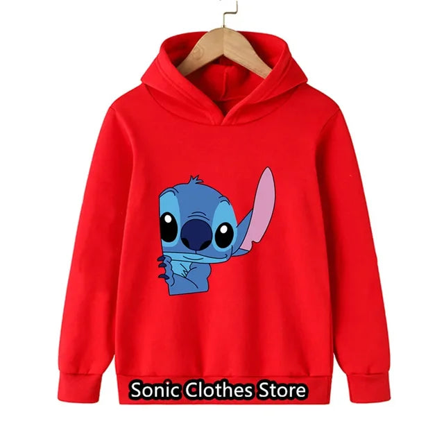 90s Y2k Anime Disney Stitch Hoodie Girls Children Cartoon Clothes Kid Boys Lilo Stitch Sweatshirt Manga Hoody Baby Casual Top