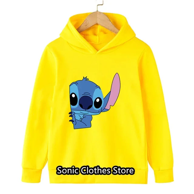90s Y2k Anime Disney Stitch Hoodie Girls Children Cartoon Clothes Kid Boys Lilo Stitch Sweatshirt Manga Hoody Baby Casual Top