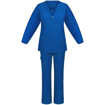 V neck Zipper Scrub Uniform Set