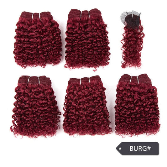 Short Curly Hair Bundles With Closure Human Hair Extension