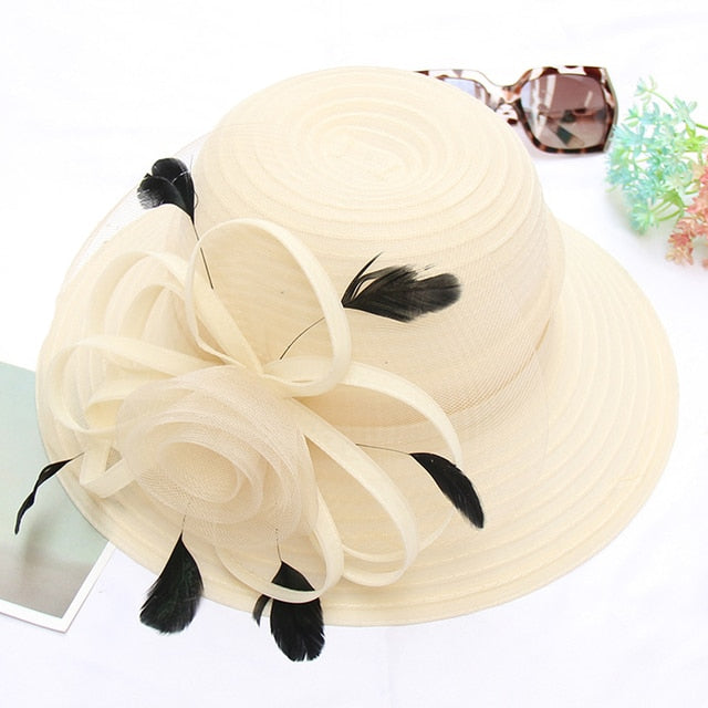 Elegant Flower Organza Hat For Women
