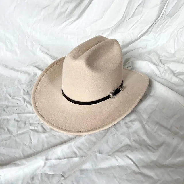 Vintage Western Cowboy Hat Leather Trim