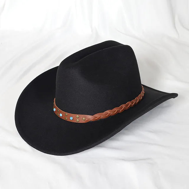 Vintage Western Cowboy Hat Leather Trim
