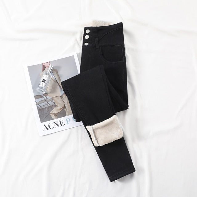 Jeans Pant Winter Velvet Fleece Lined Skinny Jeans