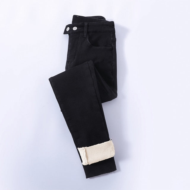 Jeans Pant Winter Velvet Fleece Lined Skinny Jeans