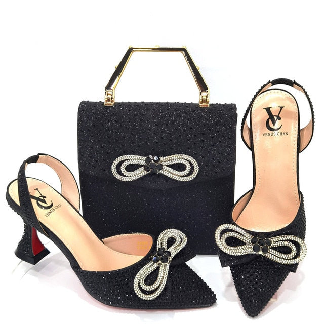 Pointed Sandals Shoes with Designer Bag for Women