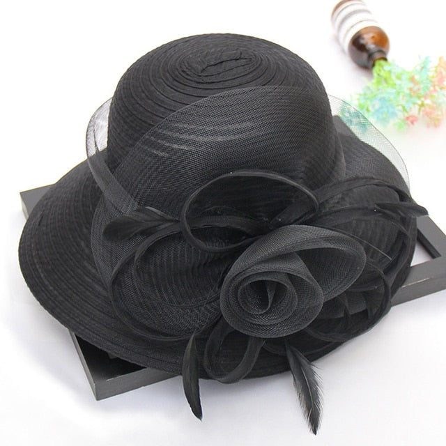 Elegant Flower Organza Hat For Women