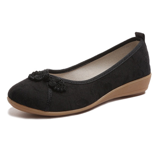 Embroidered Ballet Flats Slip On Shoes for Women