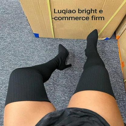 New Thigh Knitted Elastic Socks Long Boots
