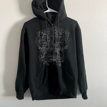 Y2K Zip Up Hoodie Vintage Top