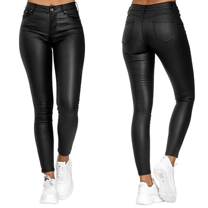 High Waist Skinny Leather Leggings
