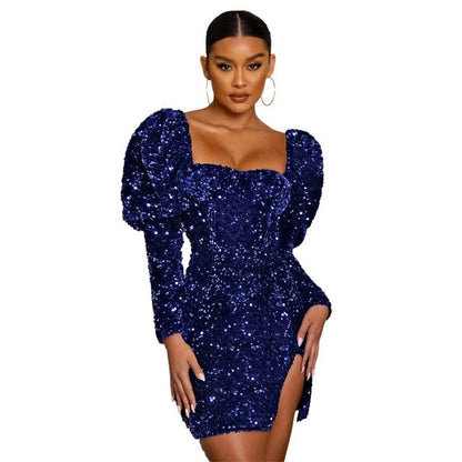 Puff Sleeve Night Party Mini Dress