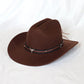 Vintage Western Cowboy Hat Leather Trim